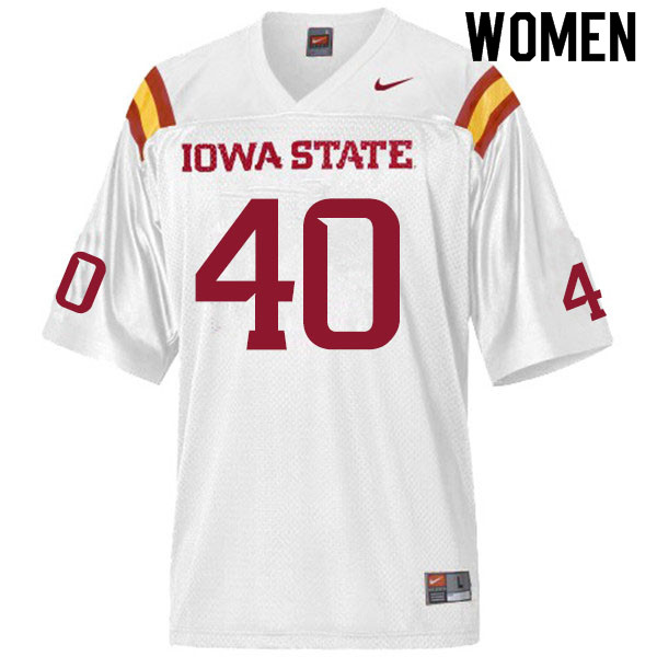 Women #40 Hunter Zenzen Iowa State Cyclones College Football Jerseys Sale-White